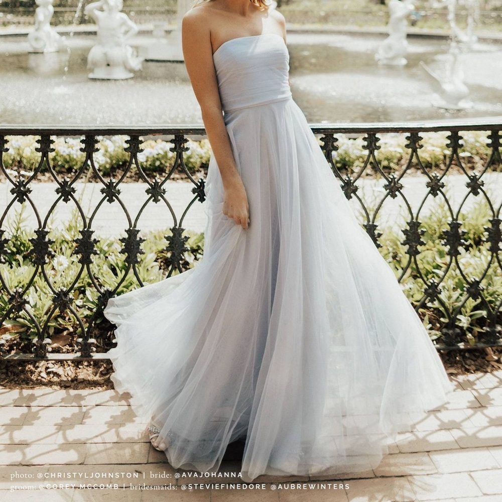 Jenny Yoo Strapless Gown in Soft Blue